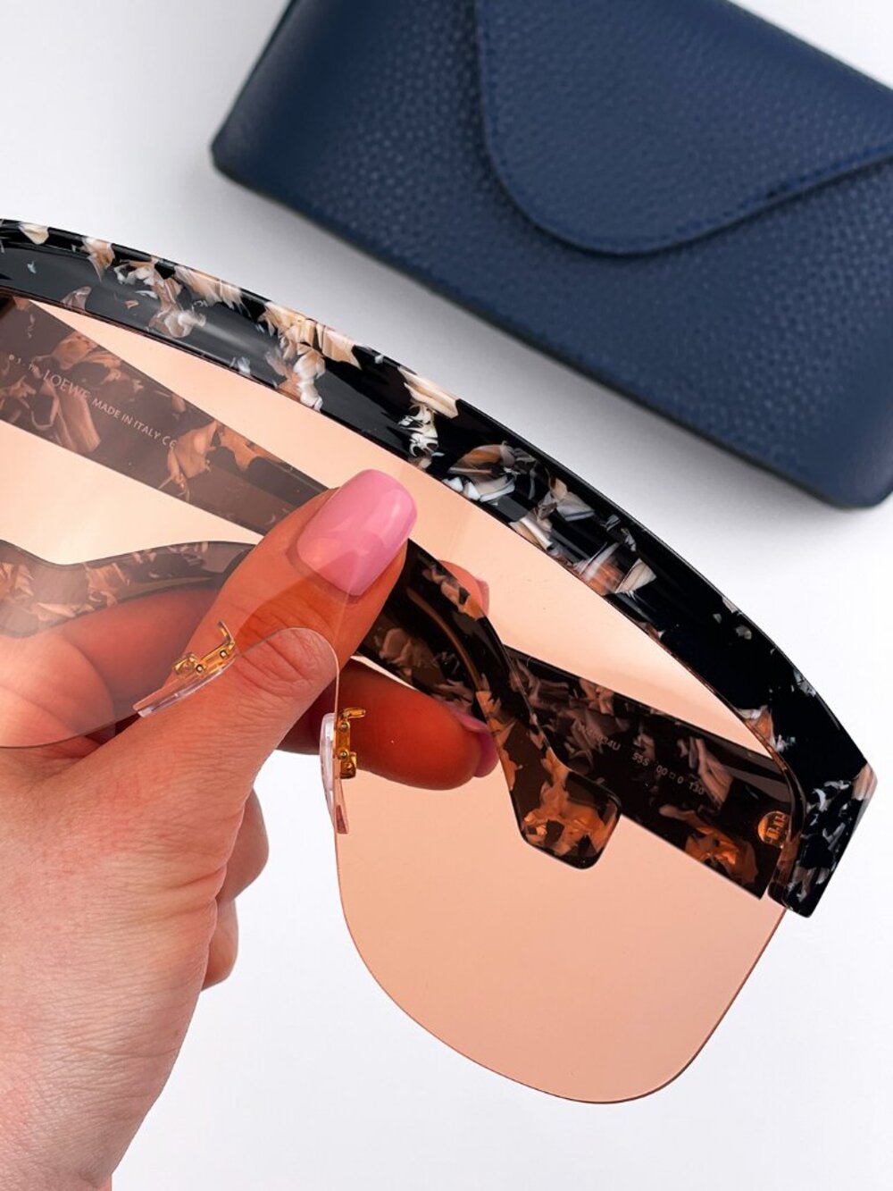 LOEWE LW40034U 55S SHINY COLOURED HAVANA MASK SHIELD SUNGLASSES
